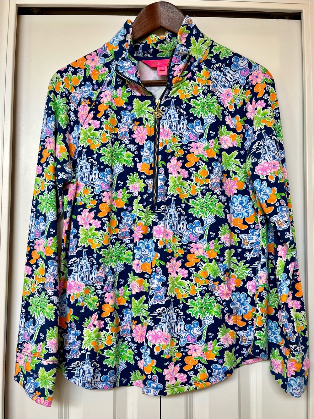 Lilly Pulitzer Disney women’s Navy Floral Half-Zip Pullover